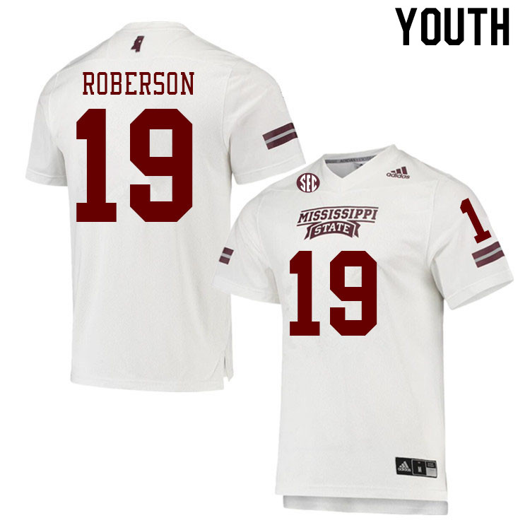 Youth #19 Freddie Roberson Mississippi State Bulldogs College Football Jerseys Stitched Sale-White